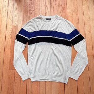 Primark Men's Sweater in Cream, Blue, and Black